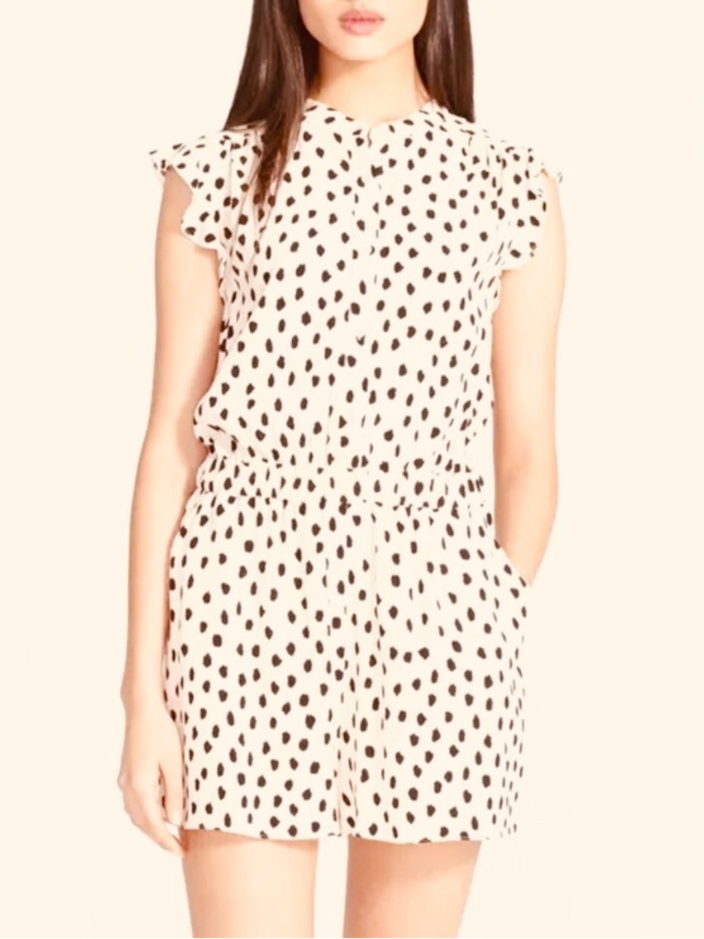 kate spade Cream and Black Polka Dot Sleeveless Romper